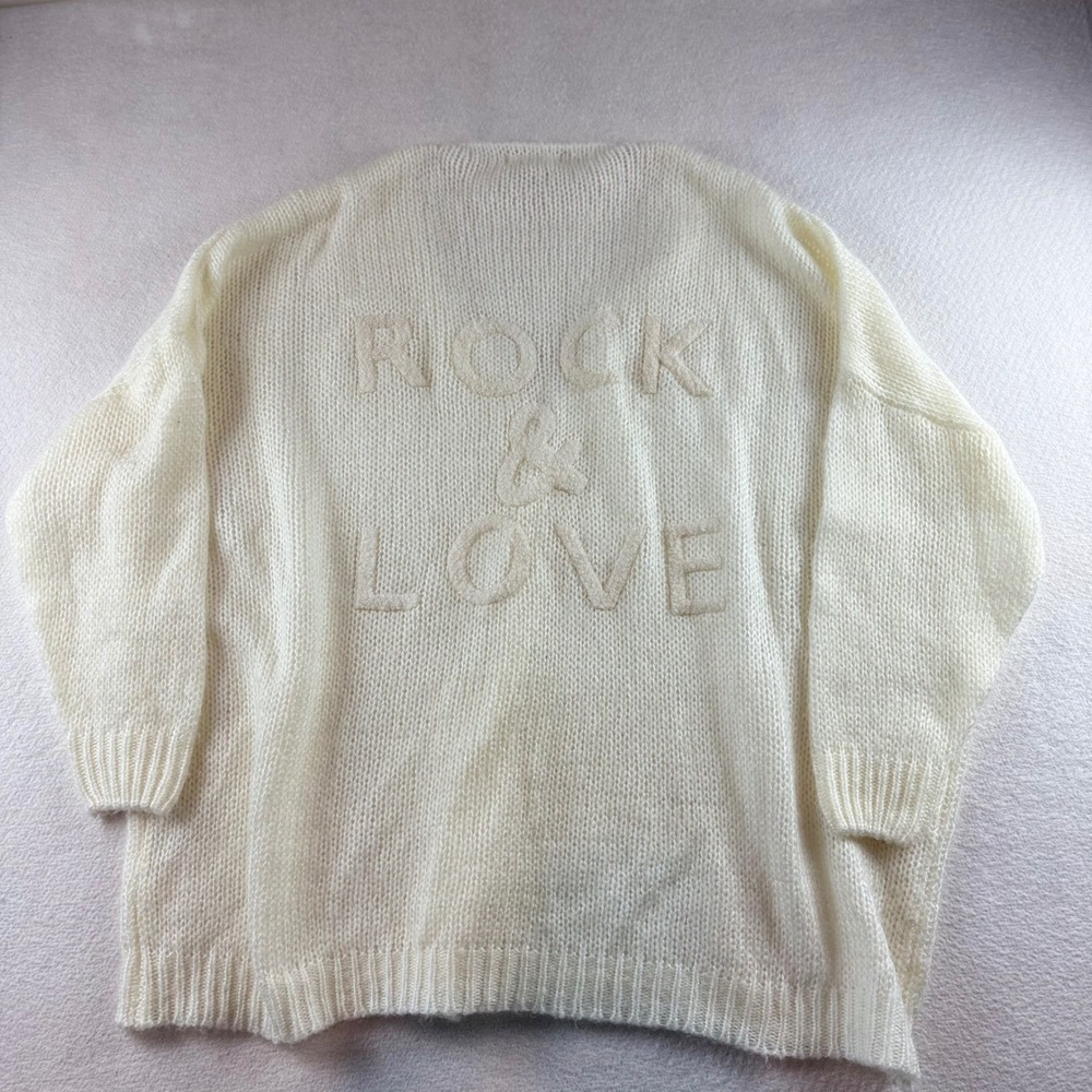 Elan Rock & Love Cream Open Front Oversized Knit Cardigan Sweater OS